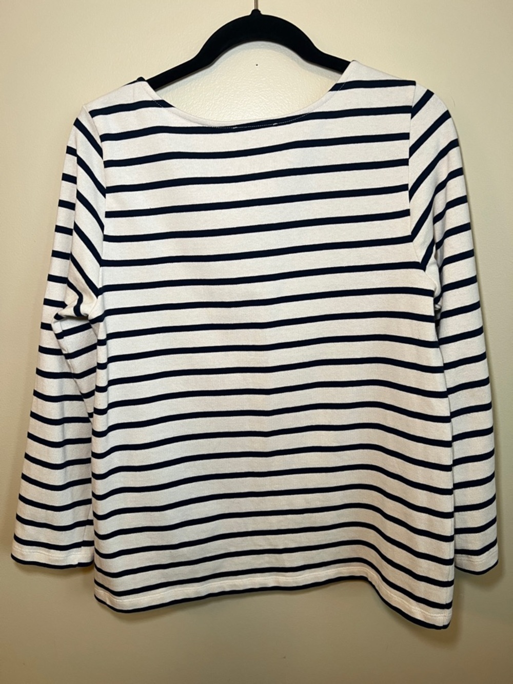 Sézane Women’s Large Navy White Striped 100% Cotton Boat Neck Button Down Shirt - Picture 6 of 10